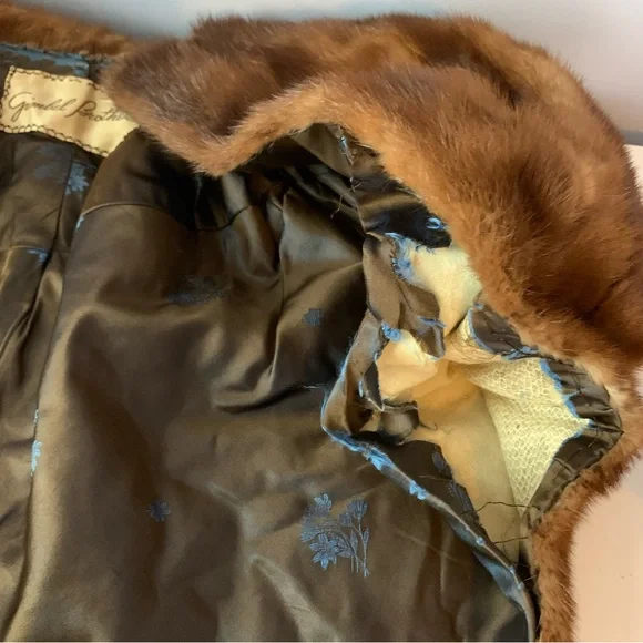 Vintage Gimbal Brothers Brown Fur Caplet Shawl Stole Cape *FLAWED - Picture 5 of 13